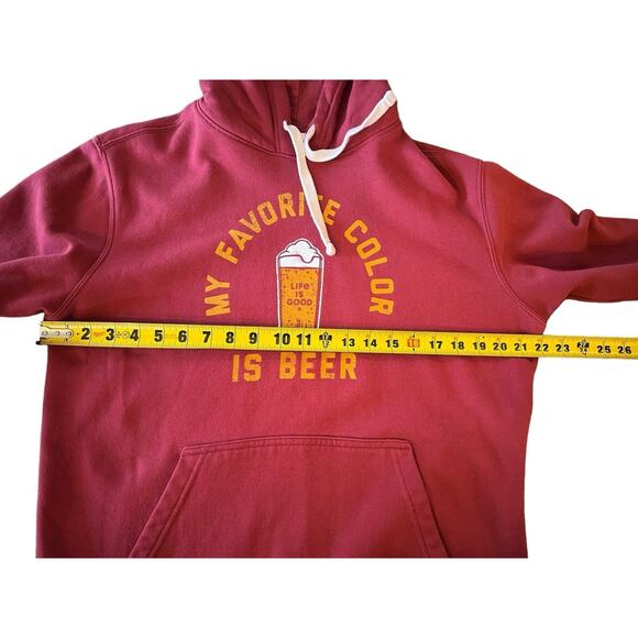 Life Is Good Men’s‎ Medium Red Sweatshirt Hoodie Beer Is Good, Front Pocket - Picture 5 of 6